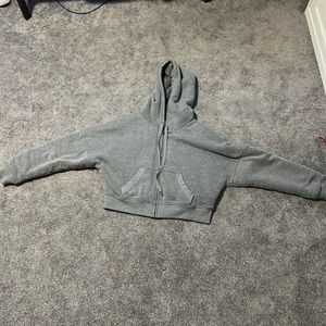 Grey Aeropostale fluffy cropped zip up